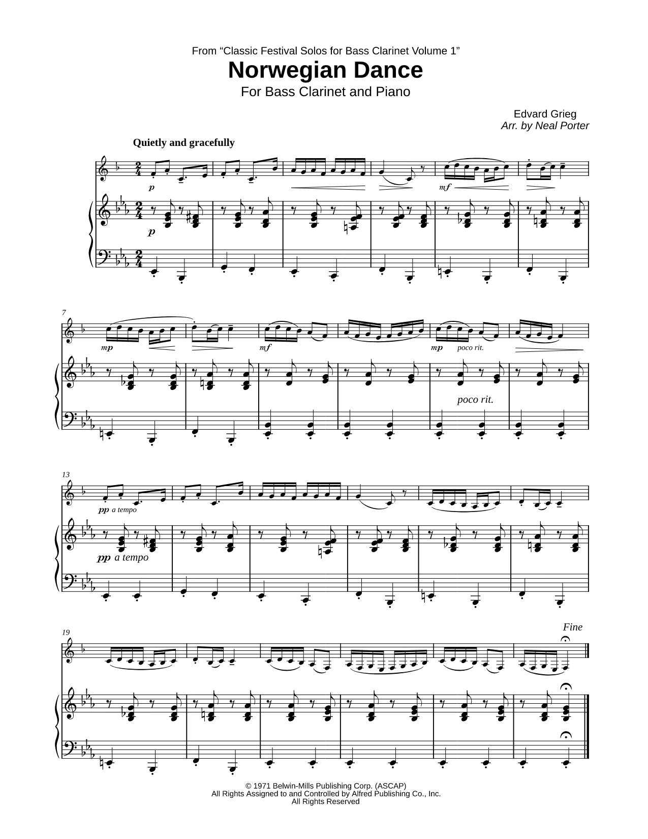 Norwegian Dance - Bass Clarinet & Piano