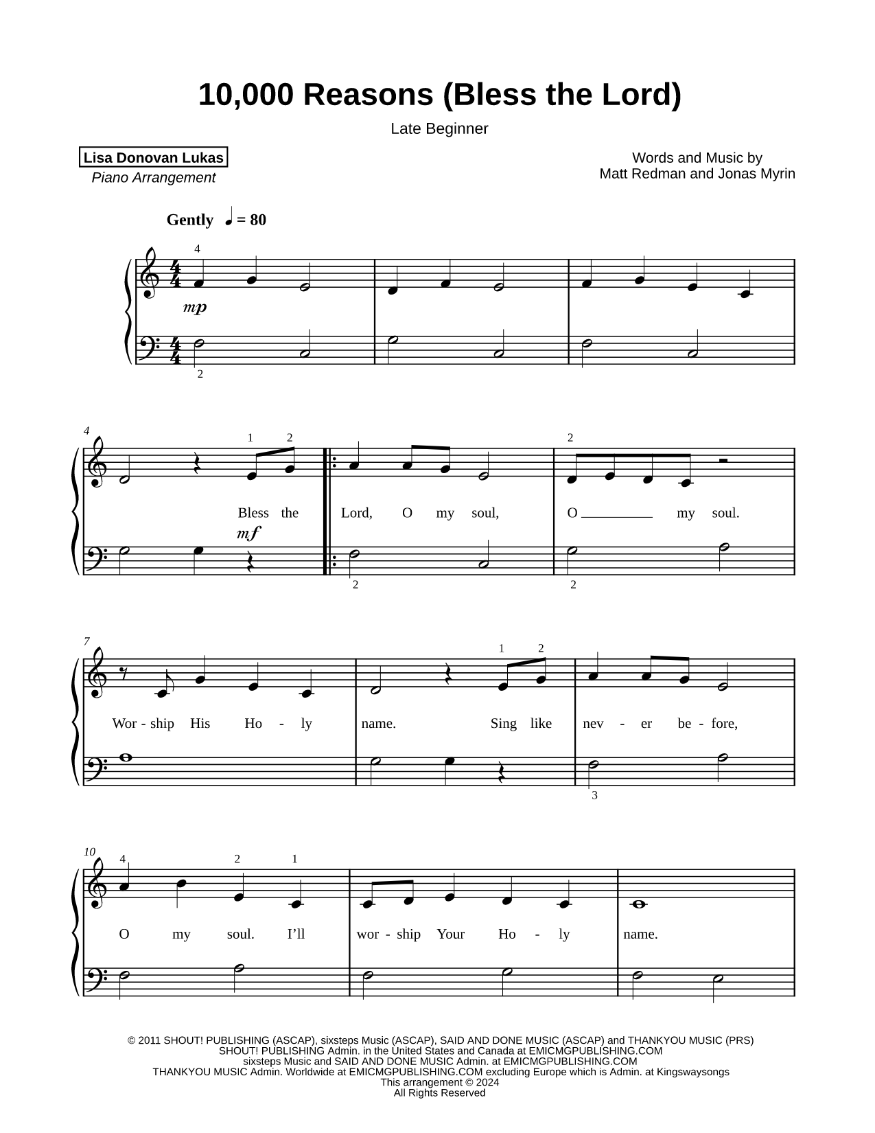 10,000 Reasons (Bless the Lord) [late beginner]