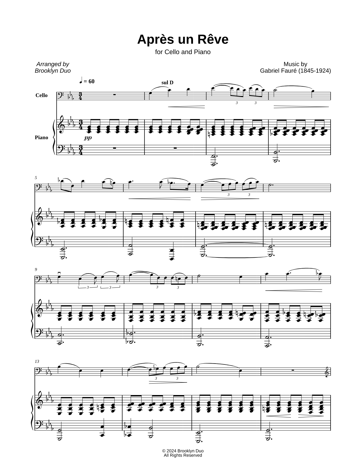 Après un rêve - Cello & Piano