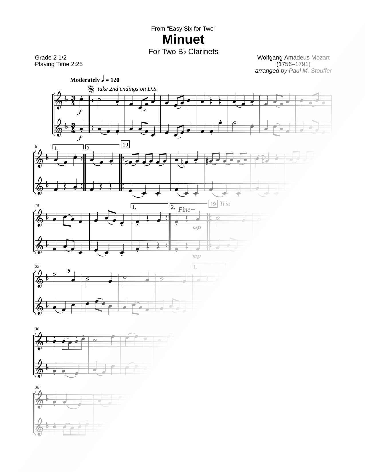 Minuet - Clarinet Duet