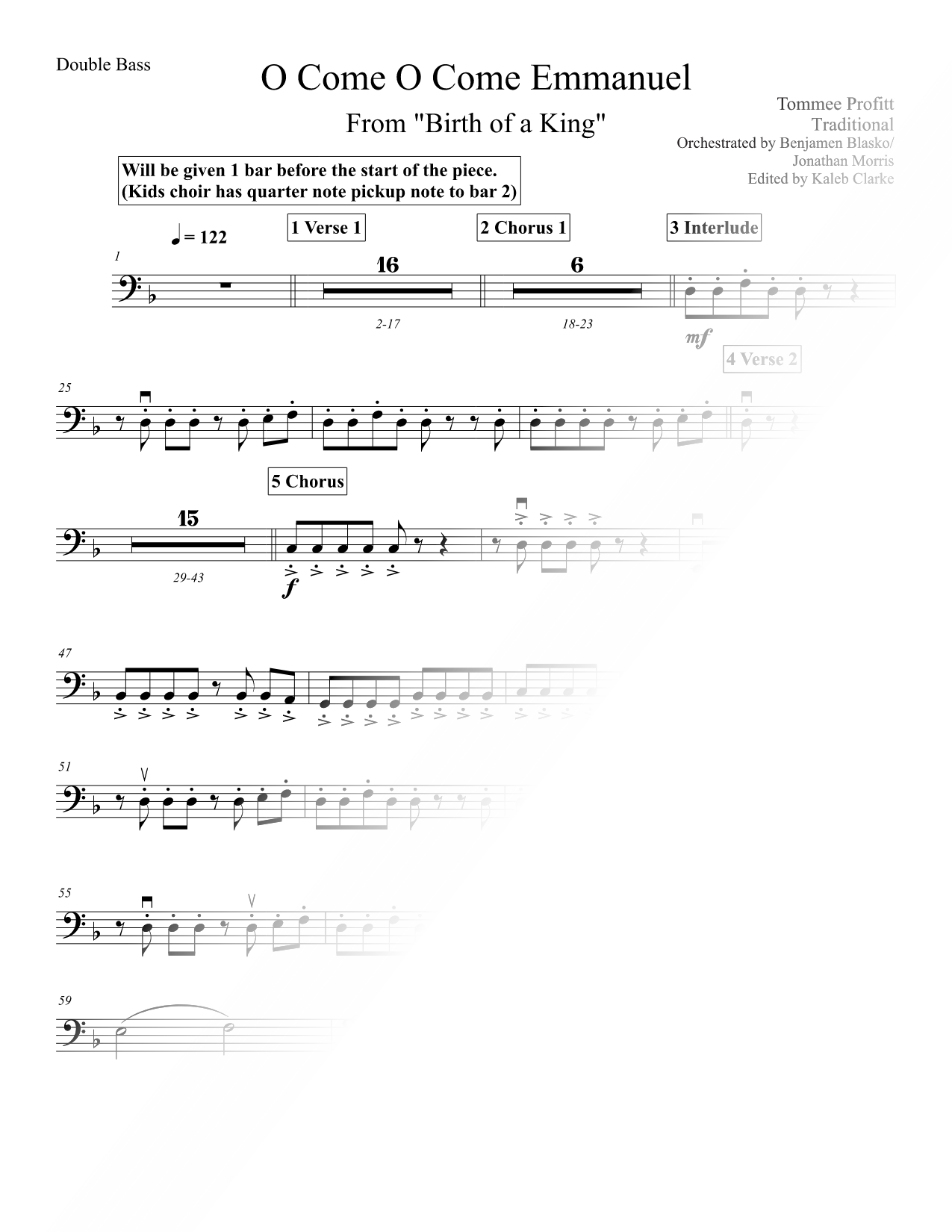 O Come, O Come, Emmanuel - Double Bass