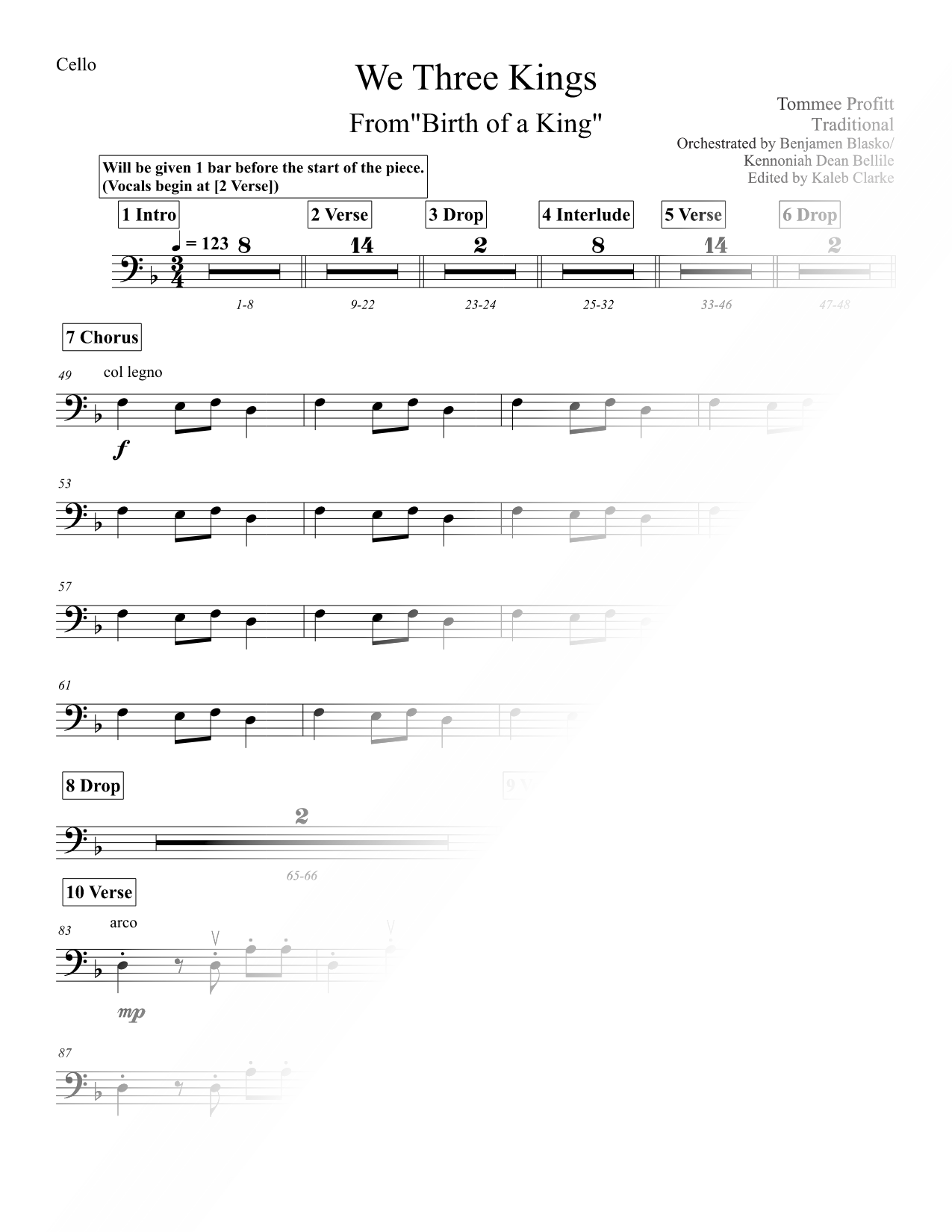 We Three Kings - Cello