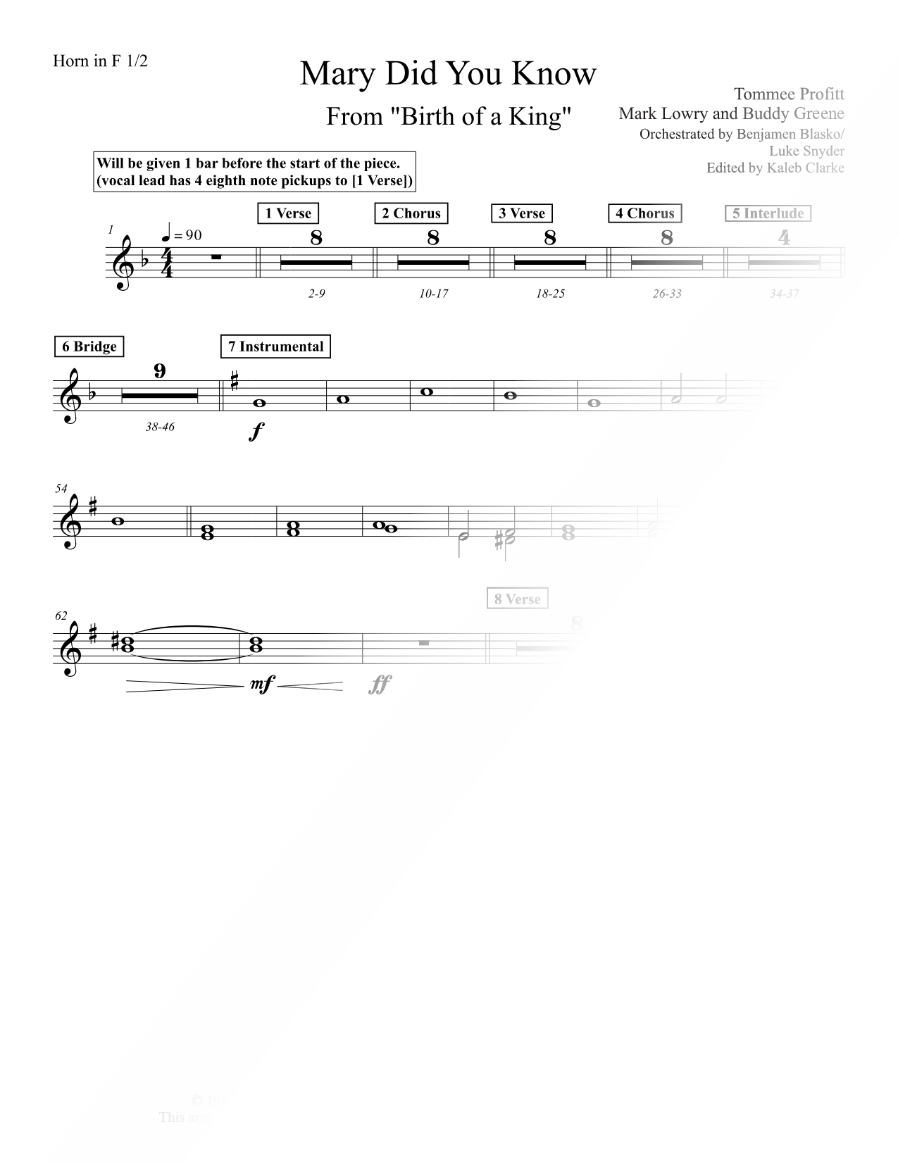 Mary, Did You Know? - French Horn 1 & 2