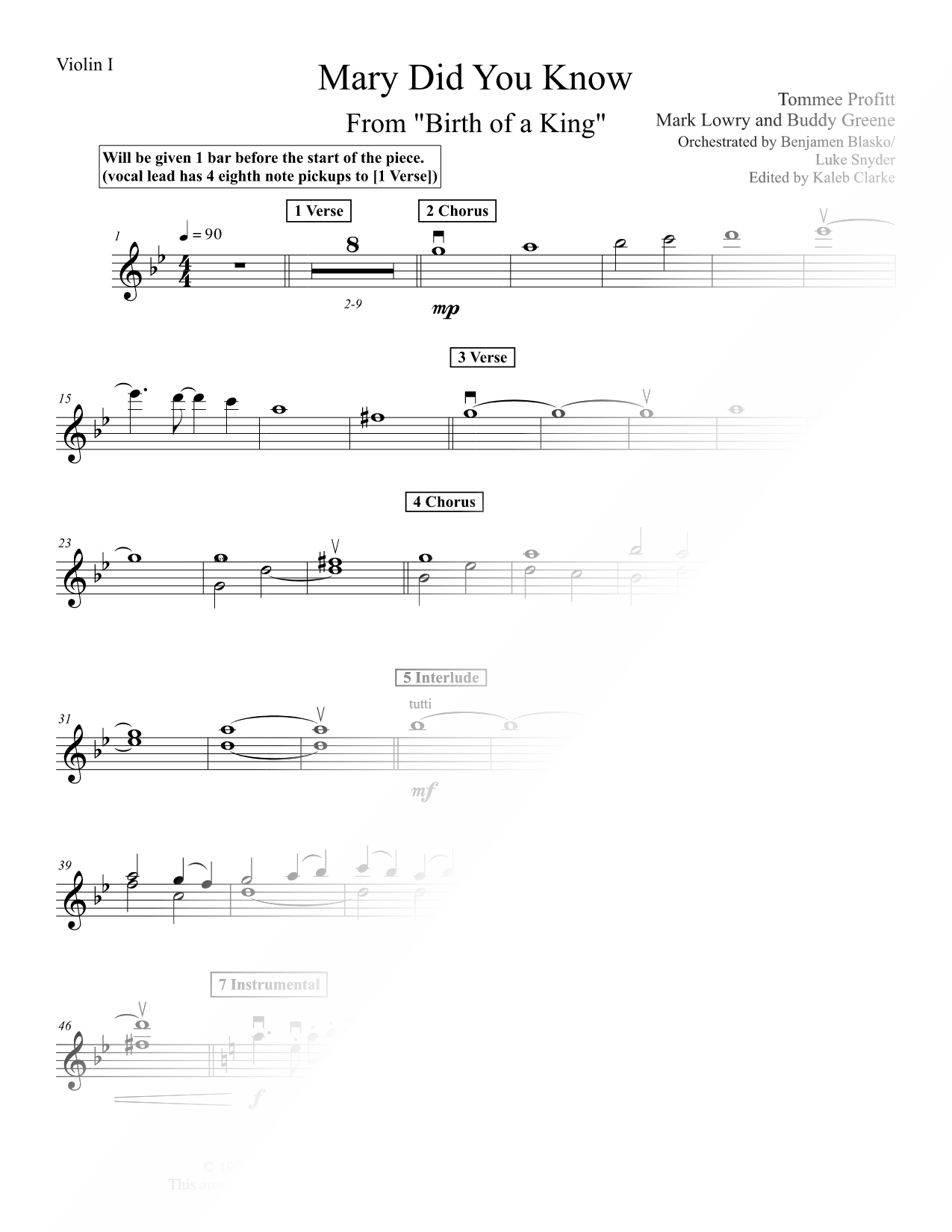 Mary, Did You Know? - Violin 1