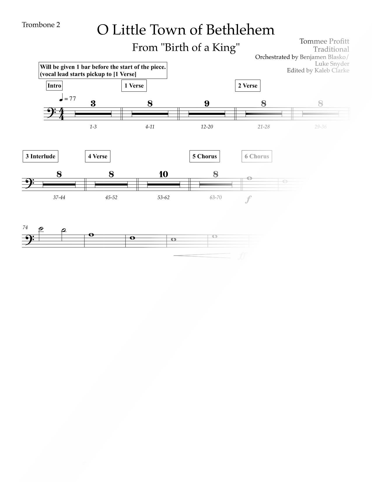 O Little Town of Bethlehem - Trombone 2