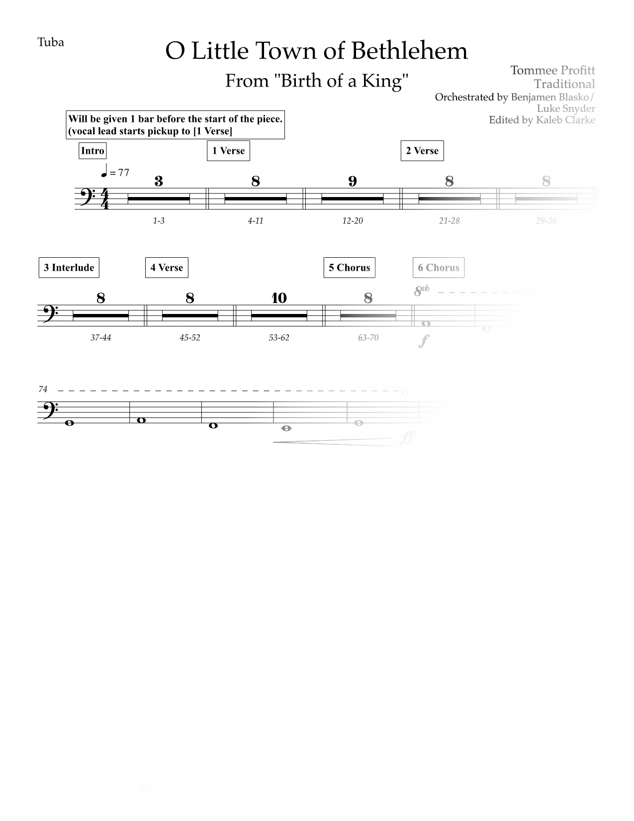 O Little Town of Bethlehem - Tuba