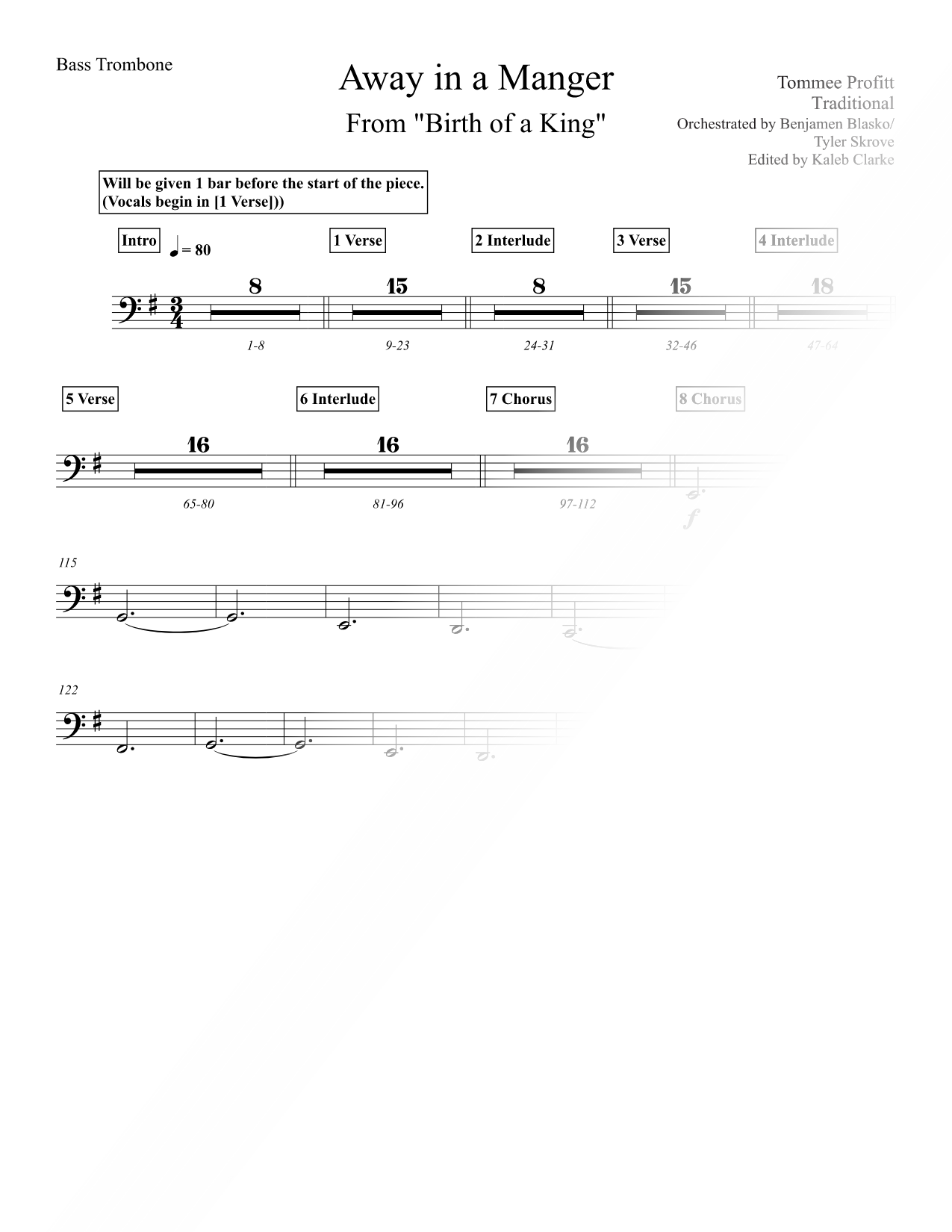Away in a Manger - Bass Trombone