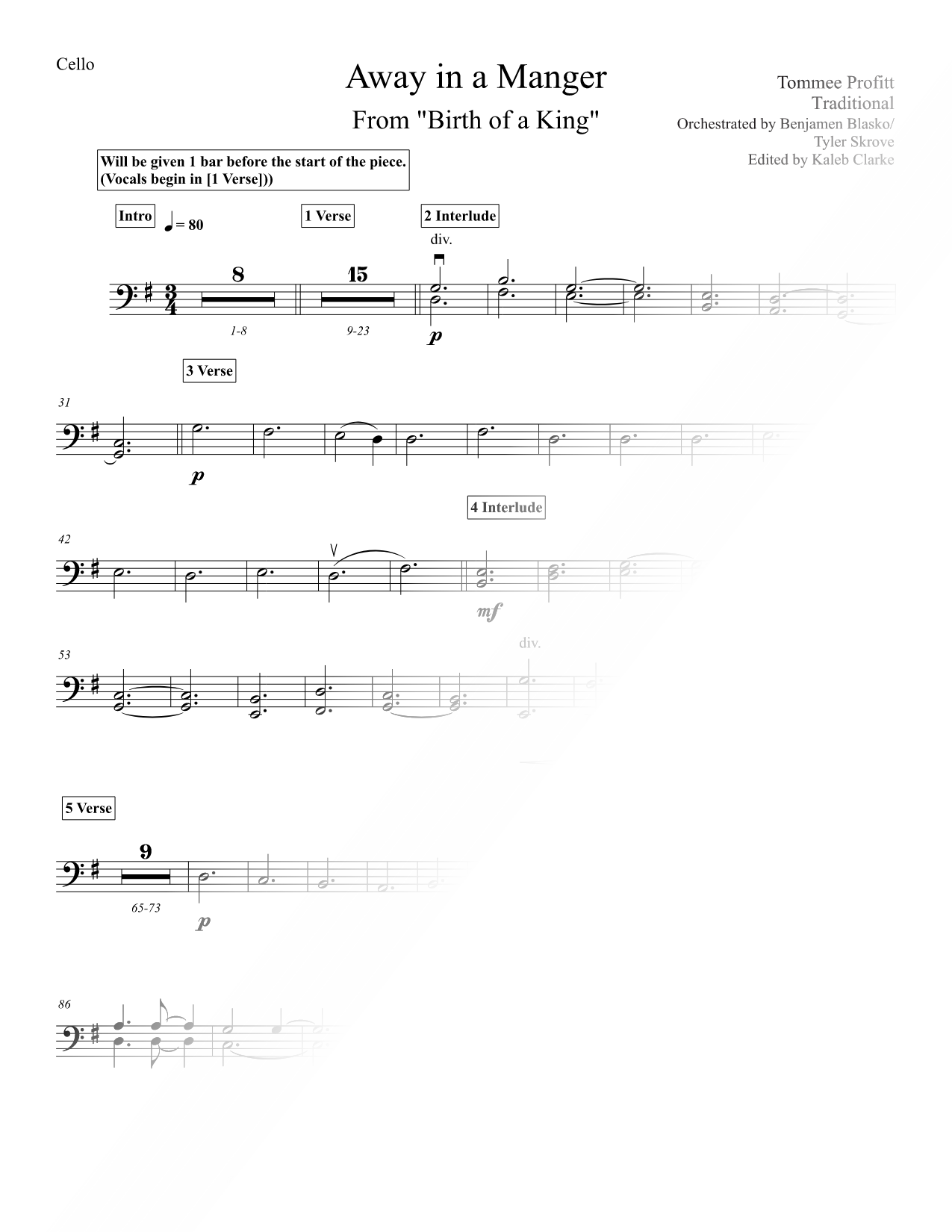 Away in a Manger - Cello