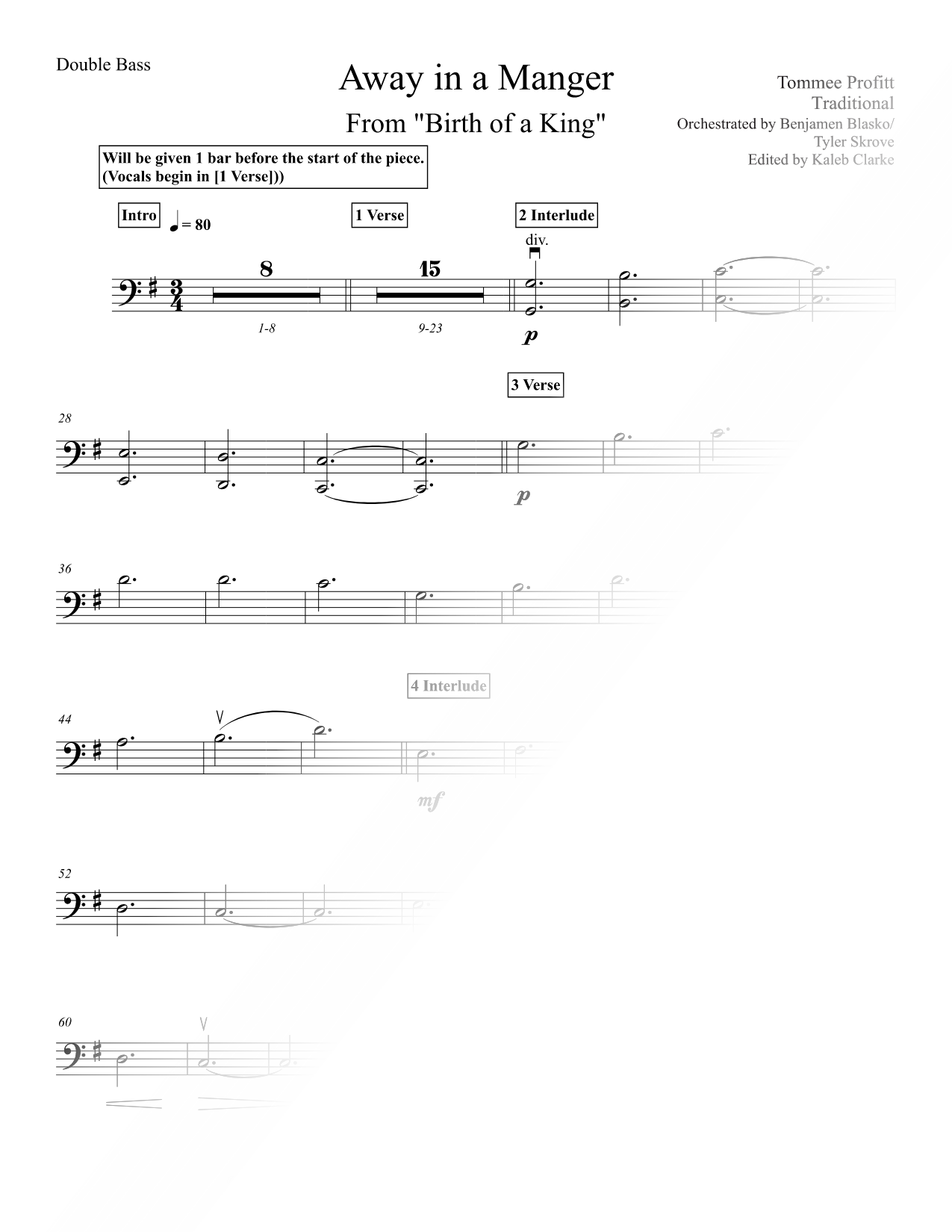 Away in a Manger - Double Bass