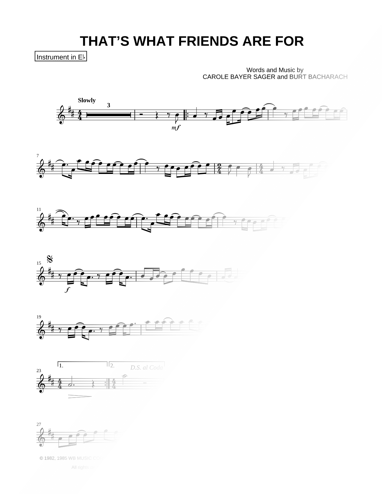 That's What Friends Are For - Eb Instrument