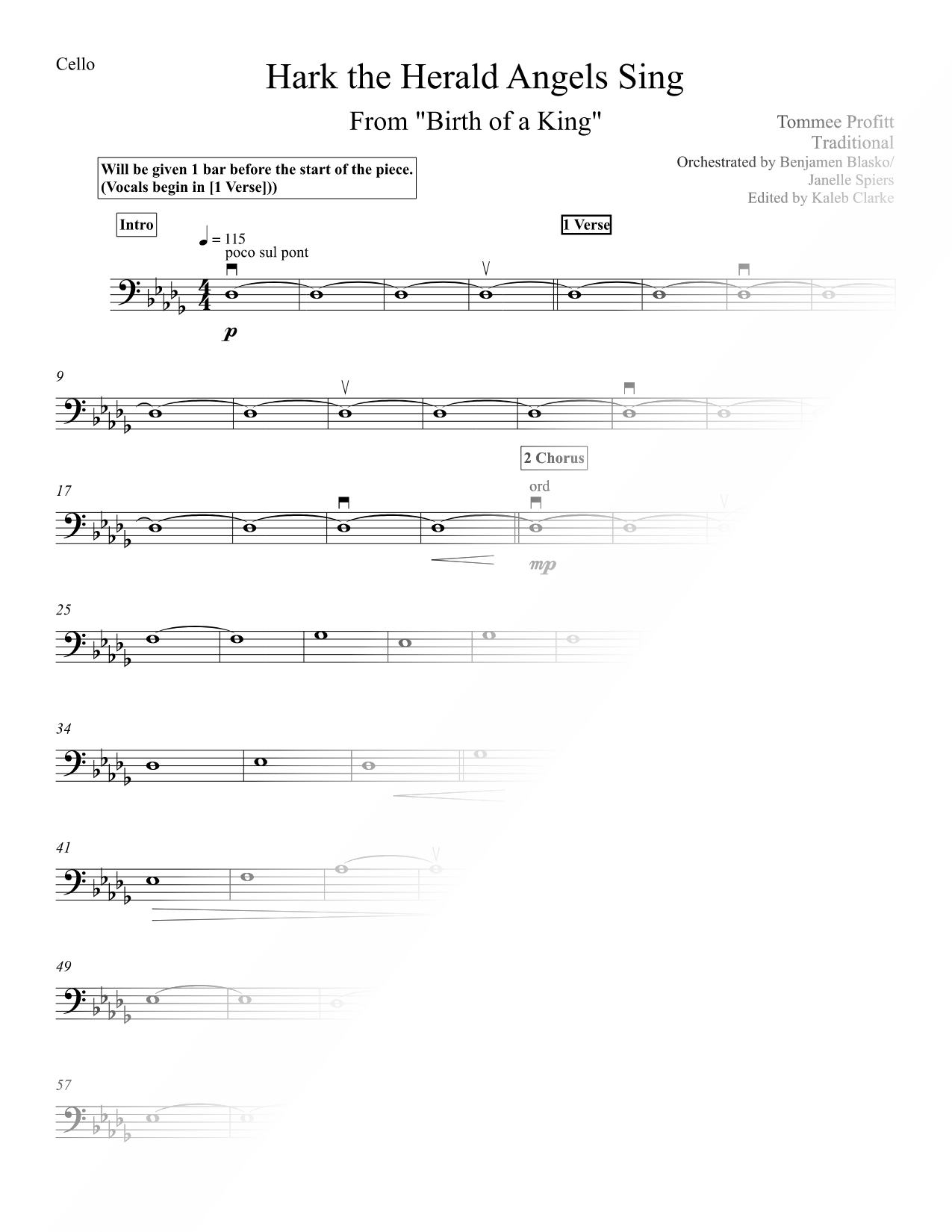 Hark! the Herald Angels Sing - Cello