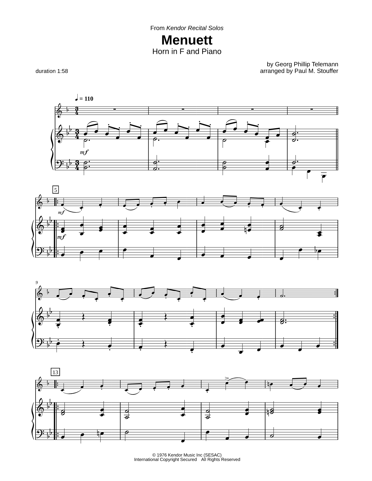 Menuett - French Horn & Piano