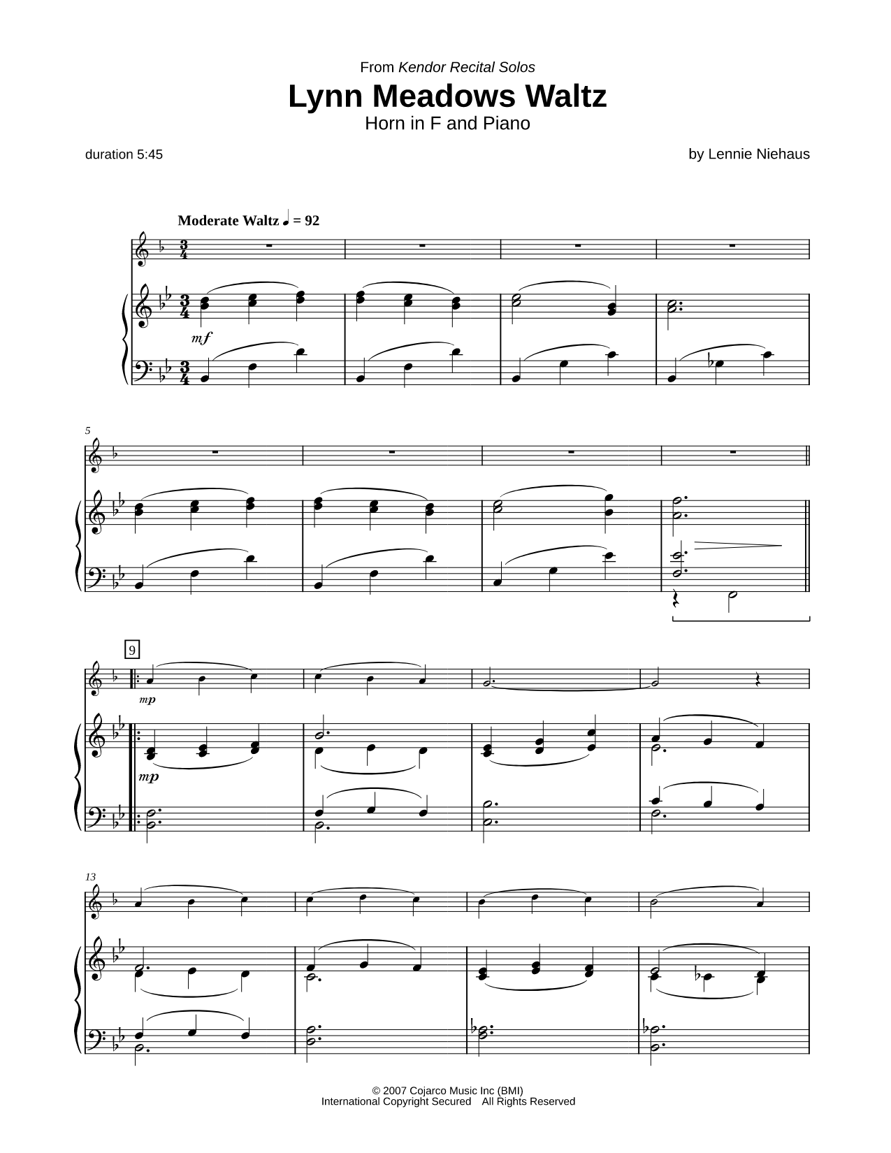 Lynn Meadows Waltz - French Horn & Piano