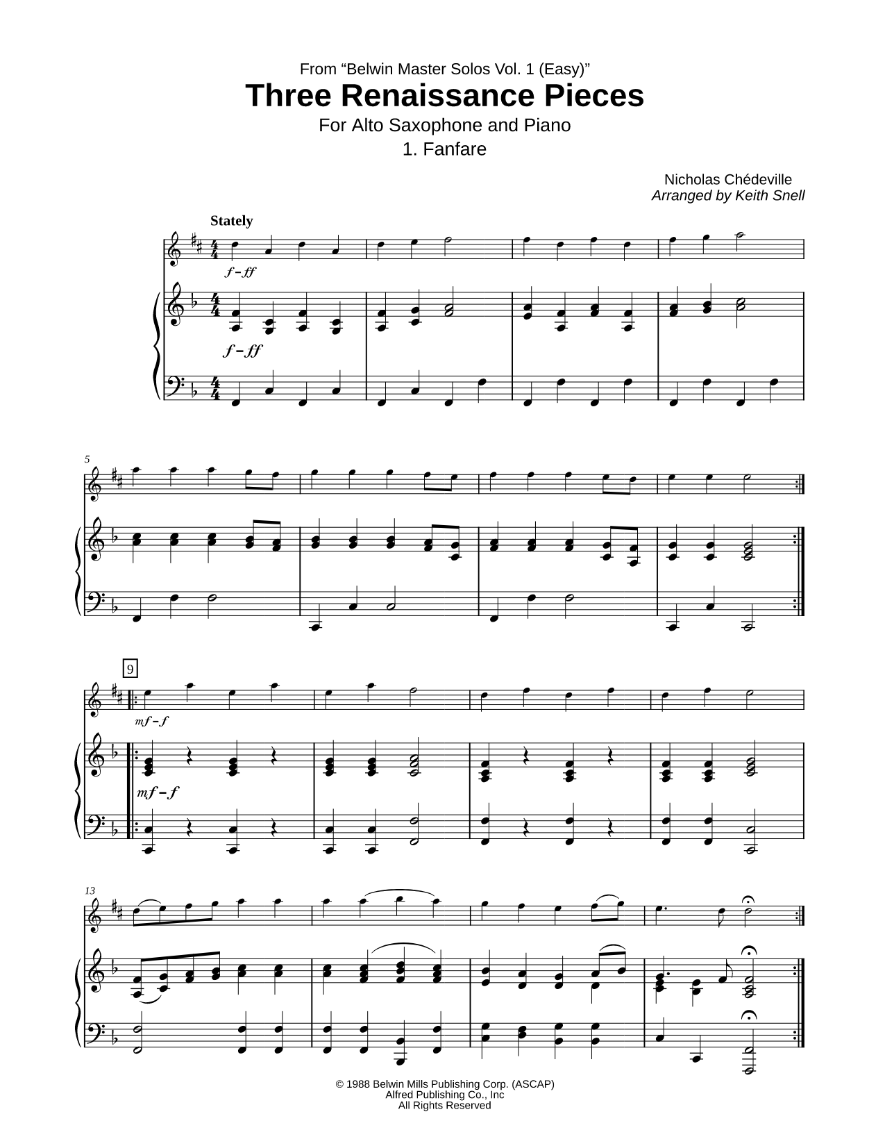 Three Renaissance Pieces - Alto Saxophone & Piano