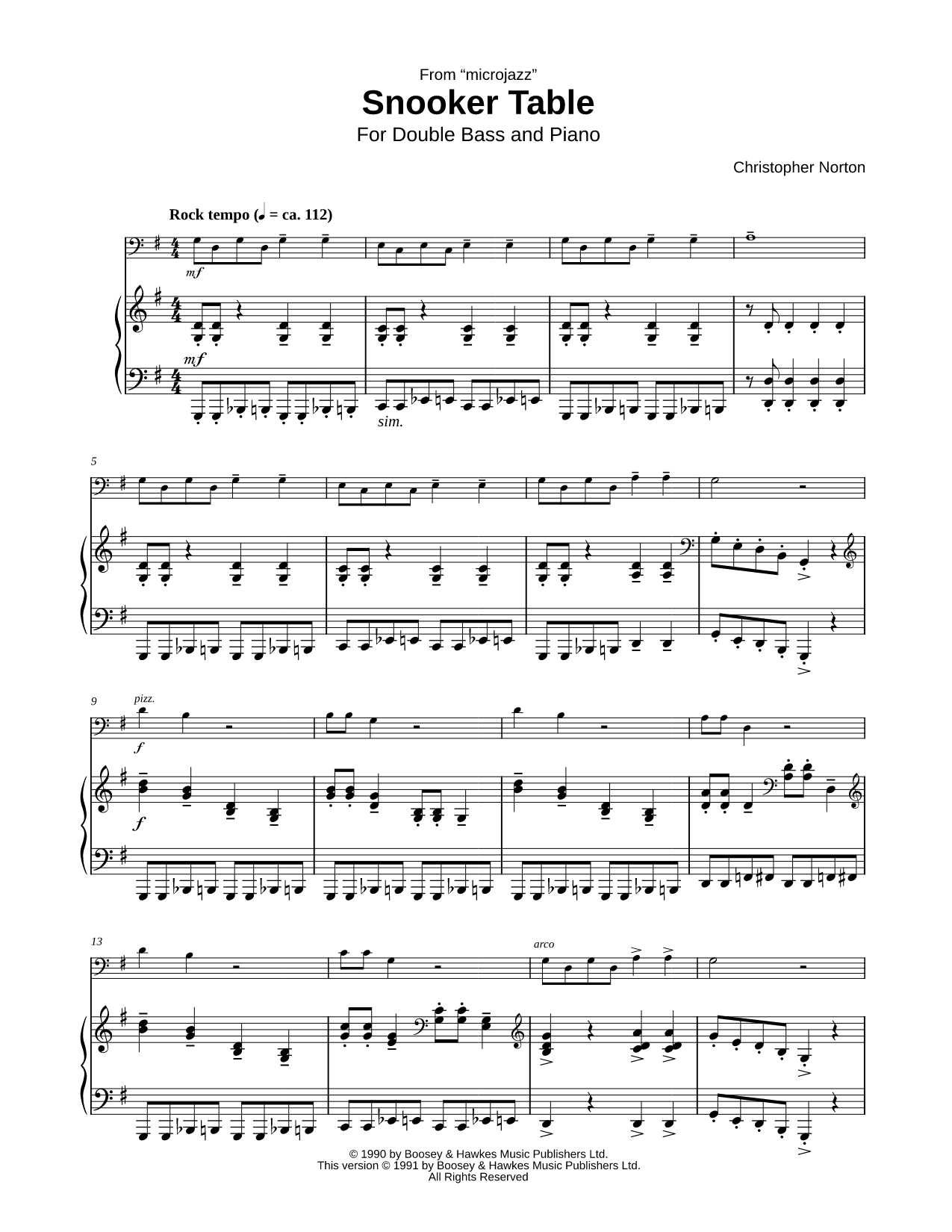 Snooker Table - Double Bass & Piano