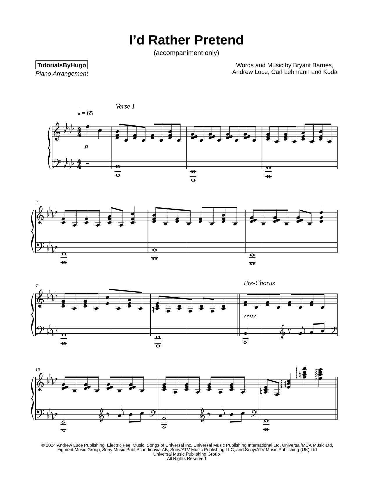 I'd Rather Pretend [accompaniment only]