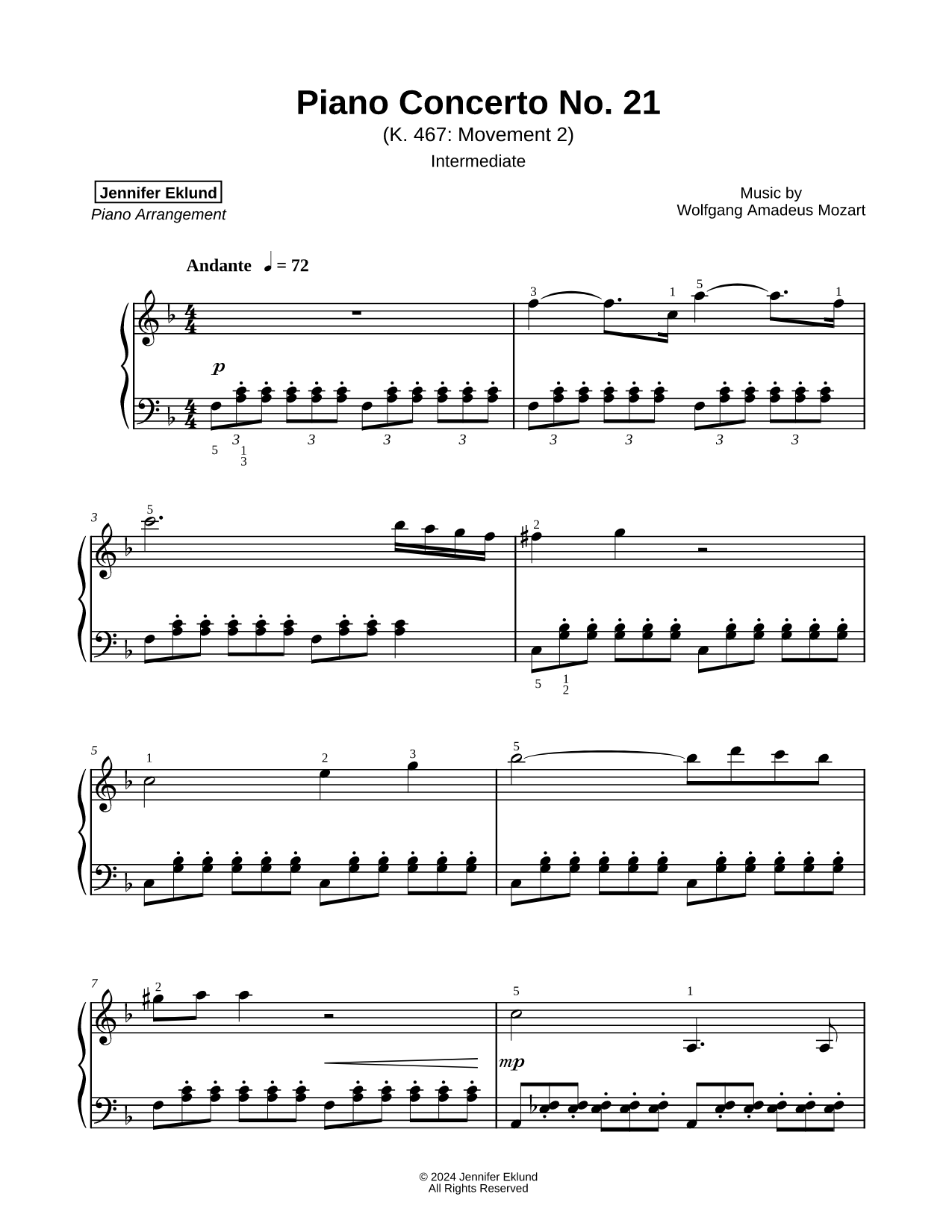 Piano Concerto No. 21, K. 467: II. Andante [intermediate]
