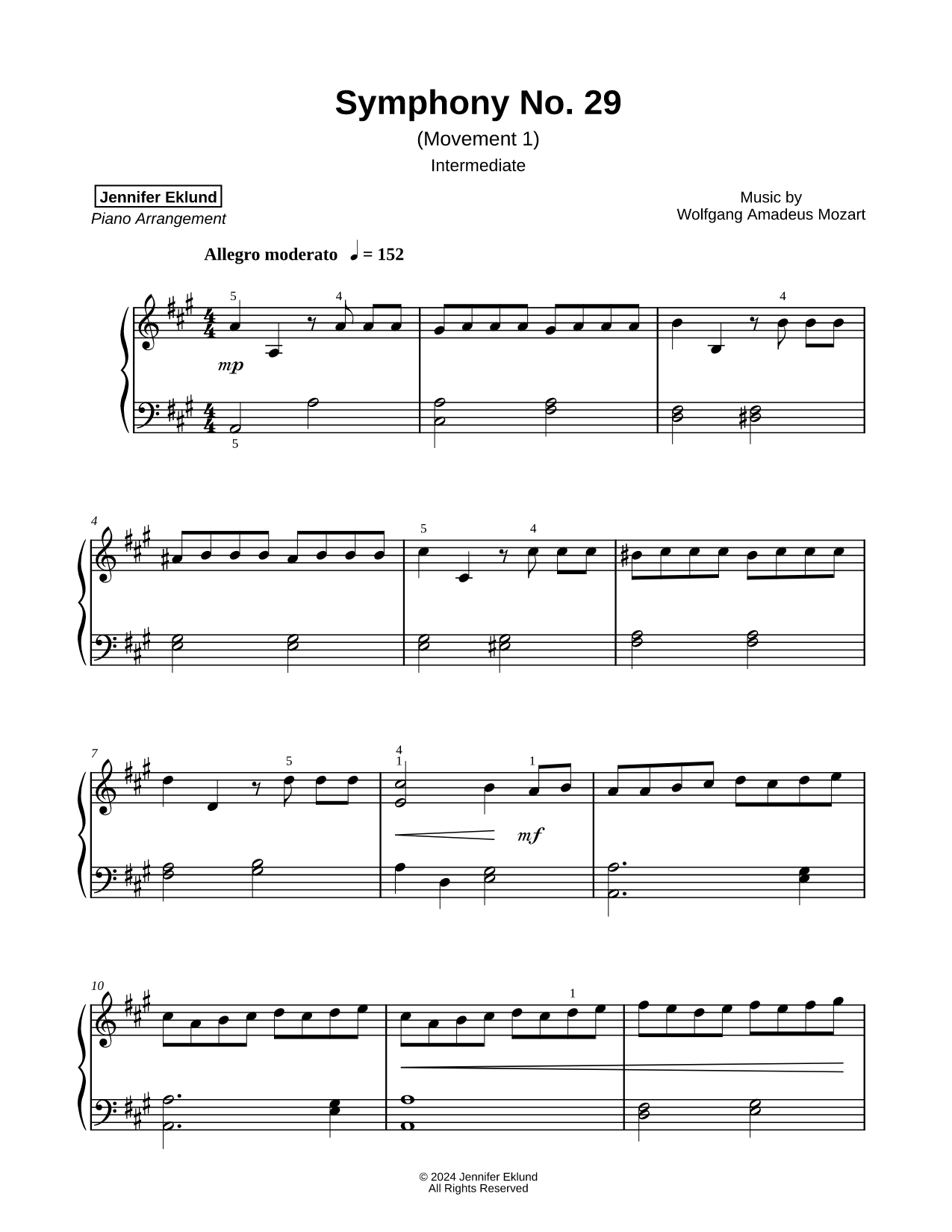 Symphony No. 29: Movement 1 [intermediate]