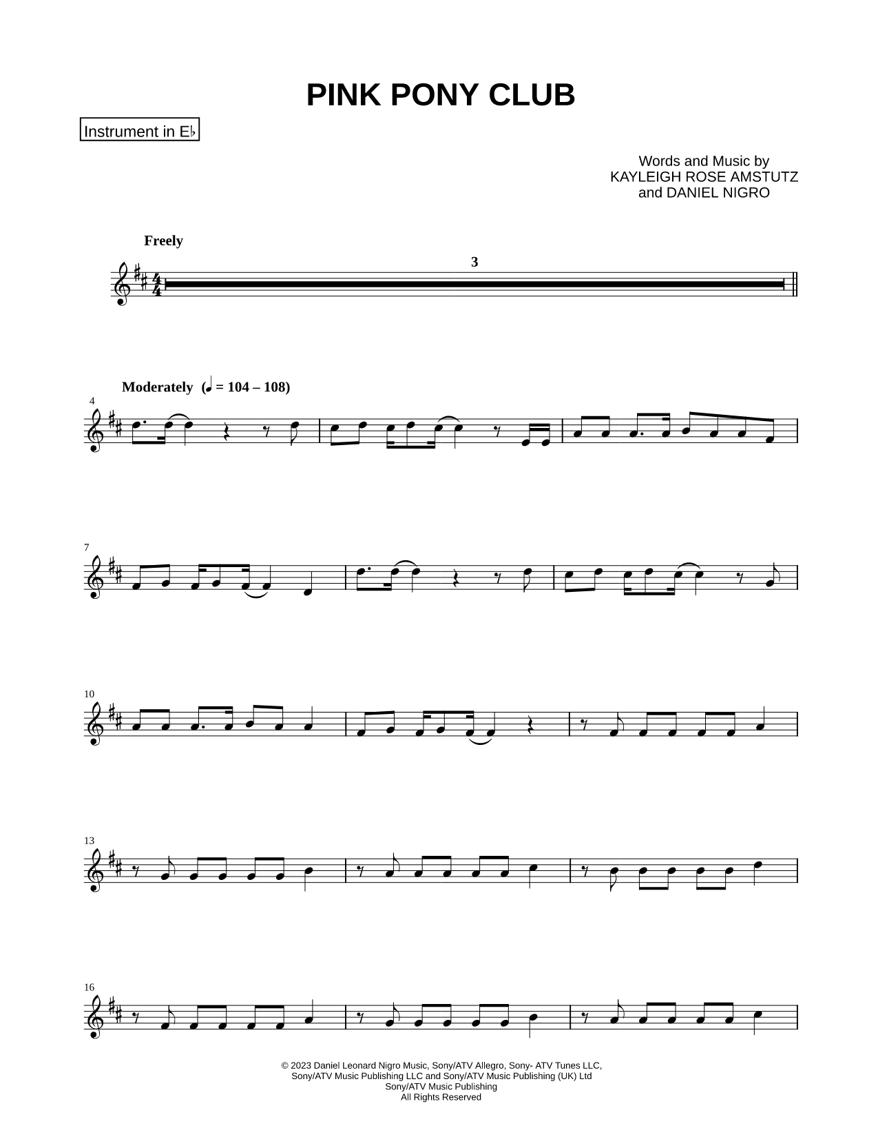 Pink Pony Club - Eb Instrument