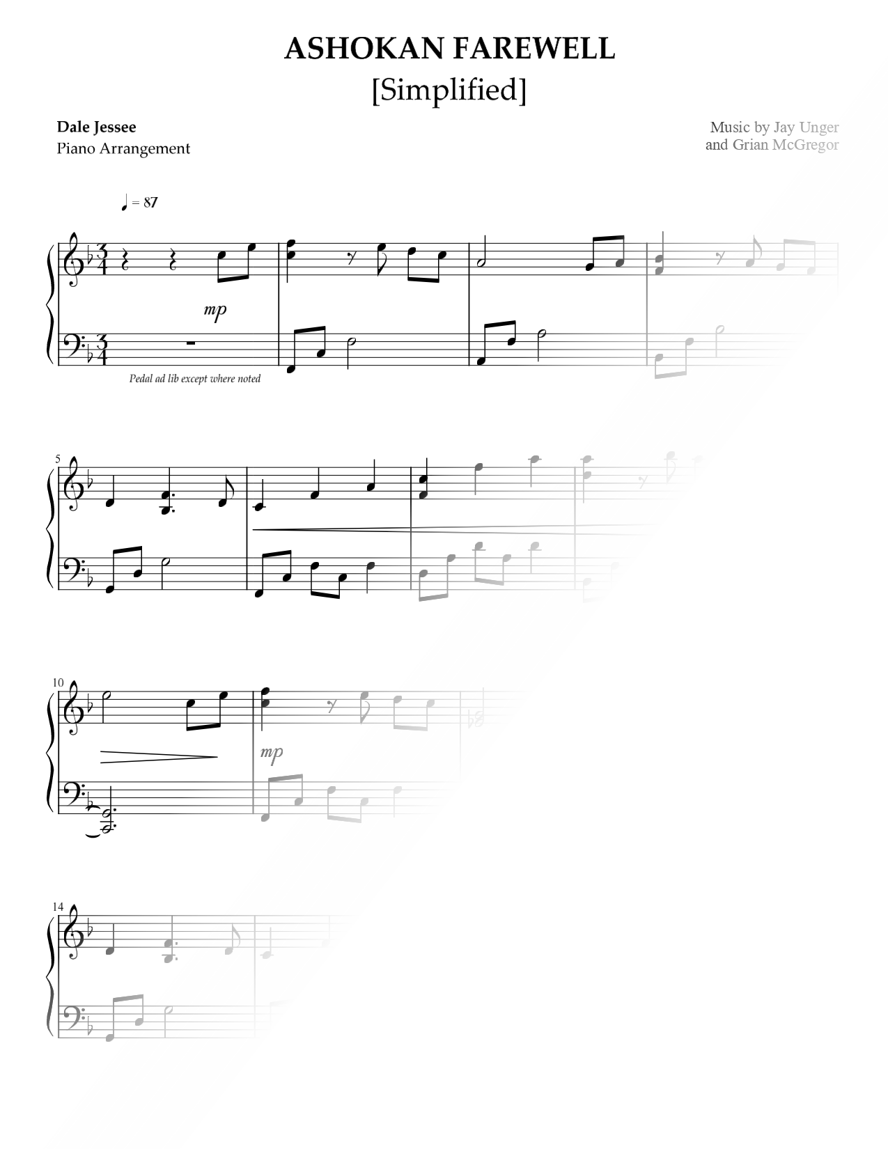Ashokan Farewell [simplified]
