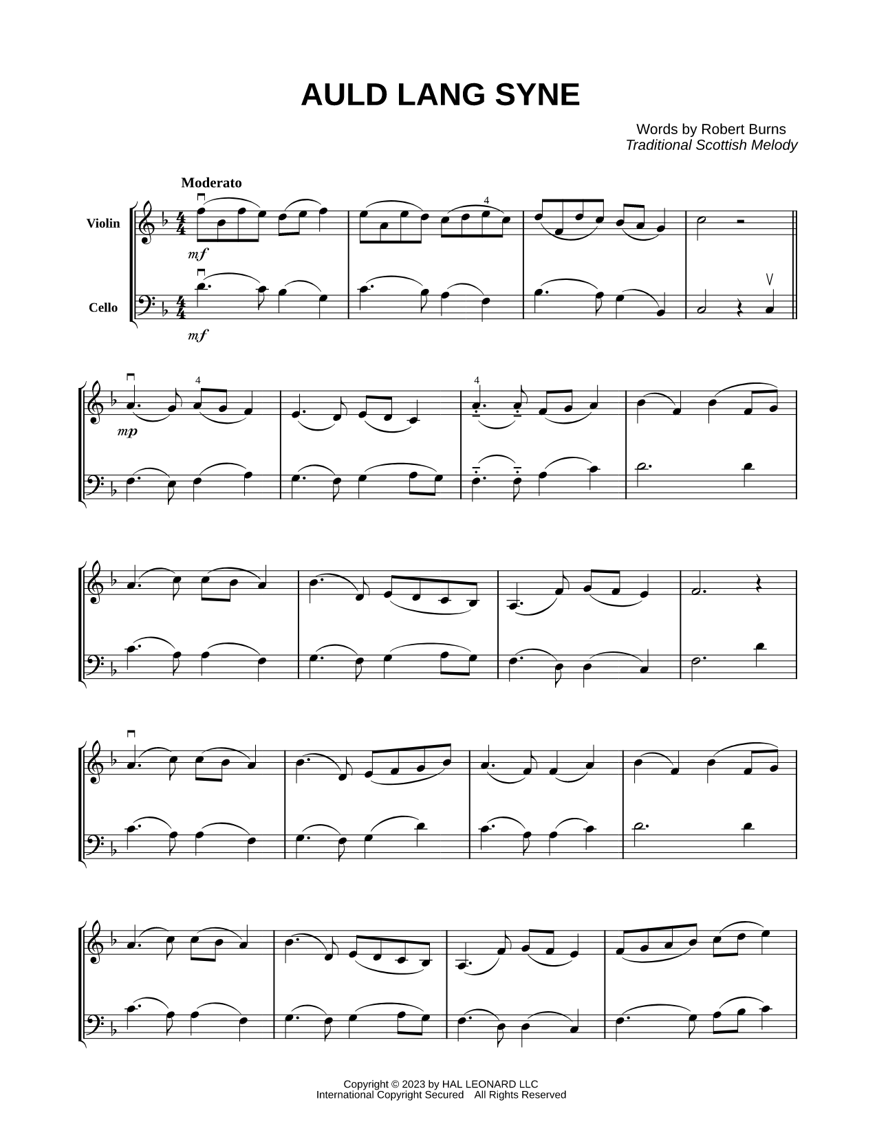 Auld Lang Syne - Violin & Cello