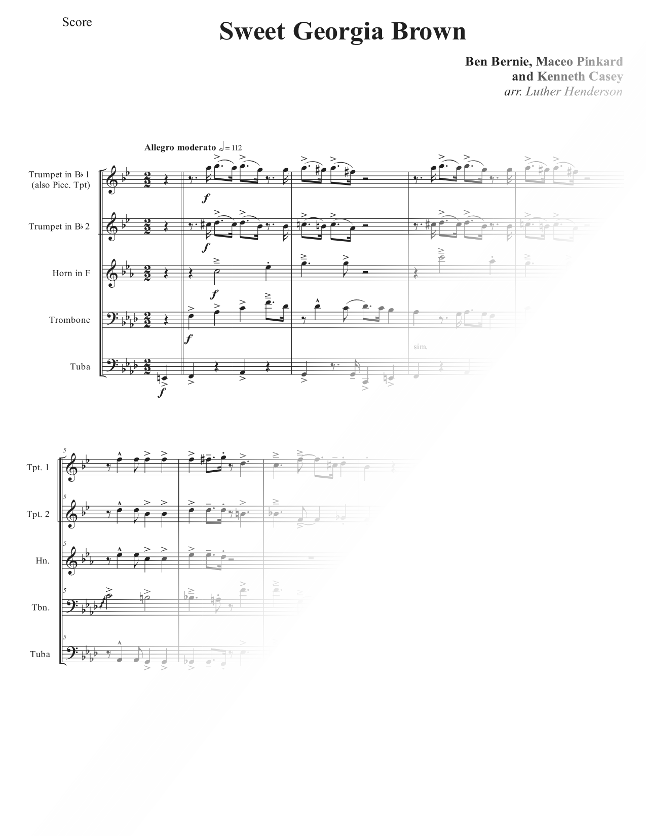 Sweet Georgia Brown - Brass Quintet