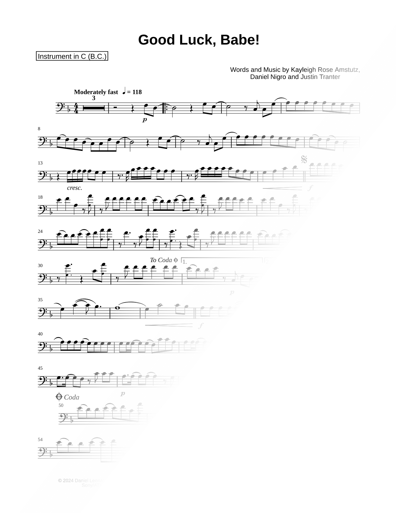 Good Luck, Babe! - Bass Clef Instrument