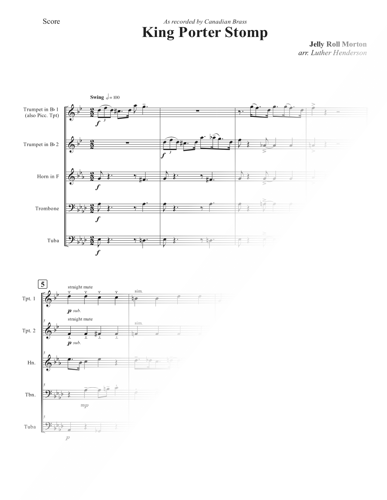 King Porter Stomp - Brass Quintet