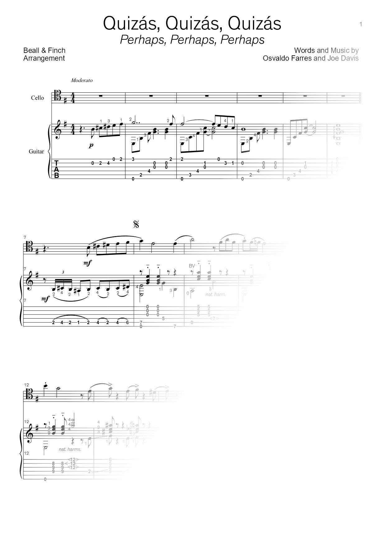Quizás, Quizás, Quizás - Cello & Guitar