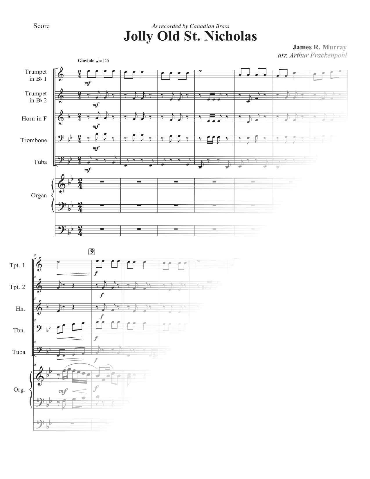 Jolly Old St. Nicholas - Brass Quintet & Organ
