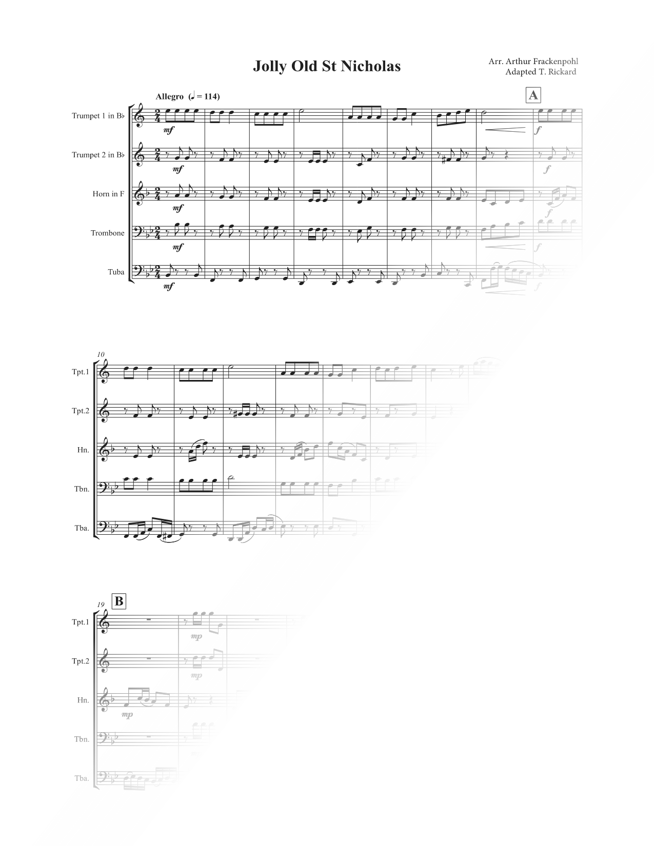 Jolly Old St. Nicholas - Brass Quintet