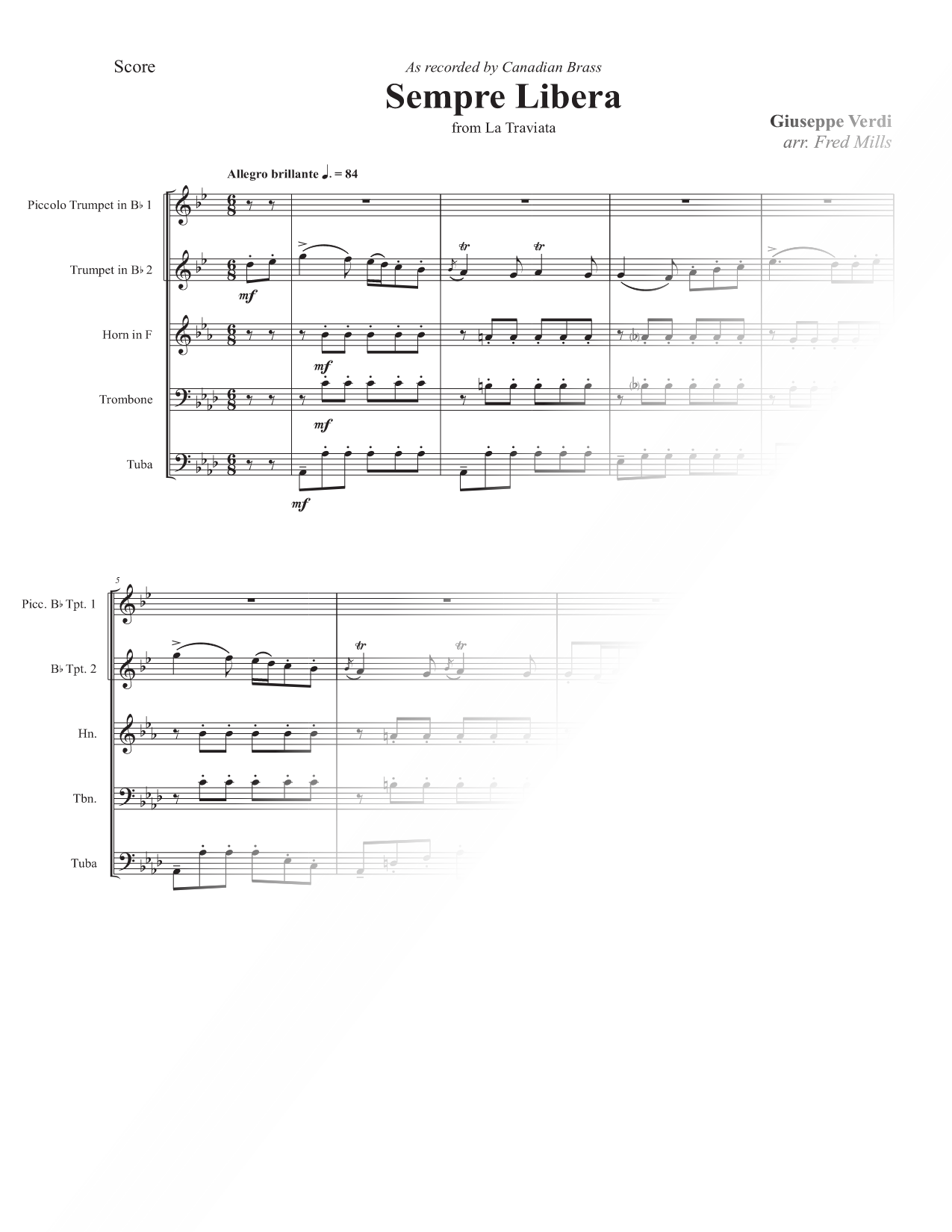 Sempre Libera - Brass Quintet