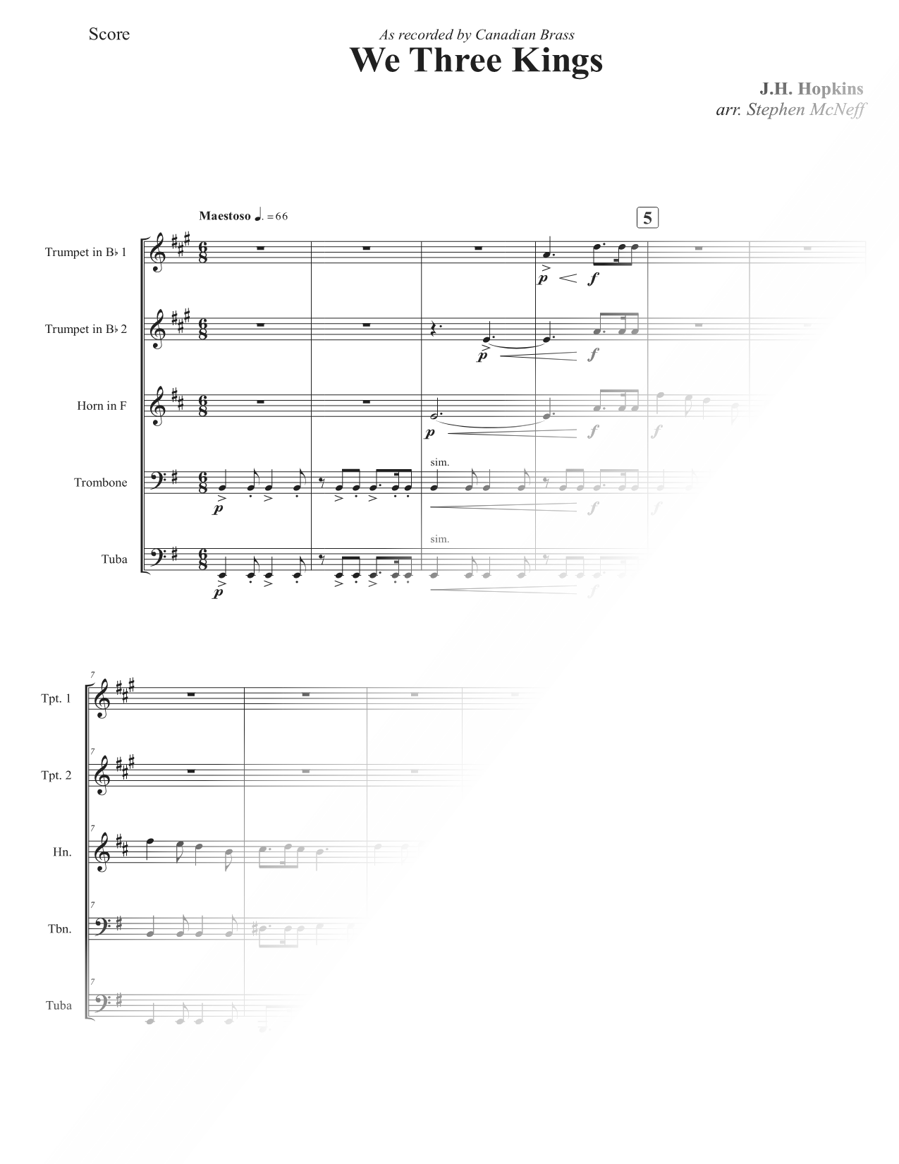 We Three Kings - Brass Quintet