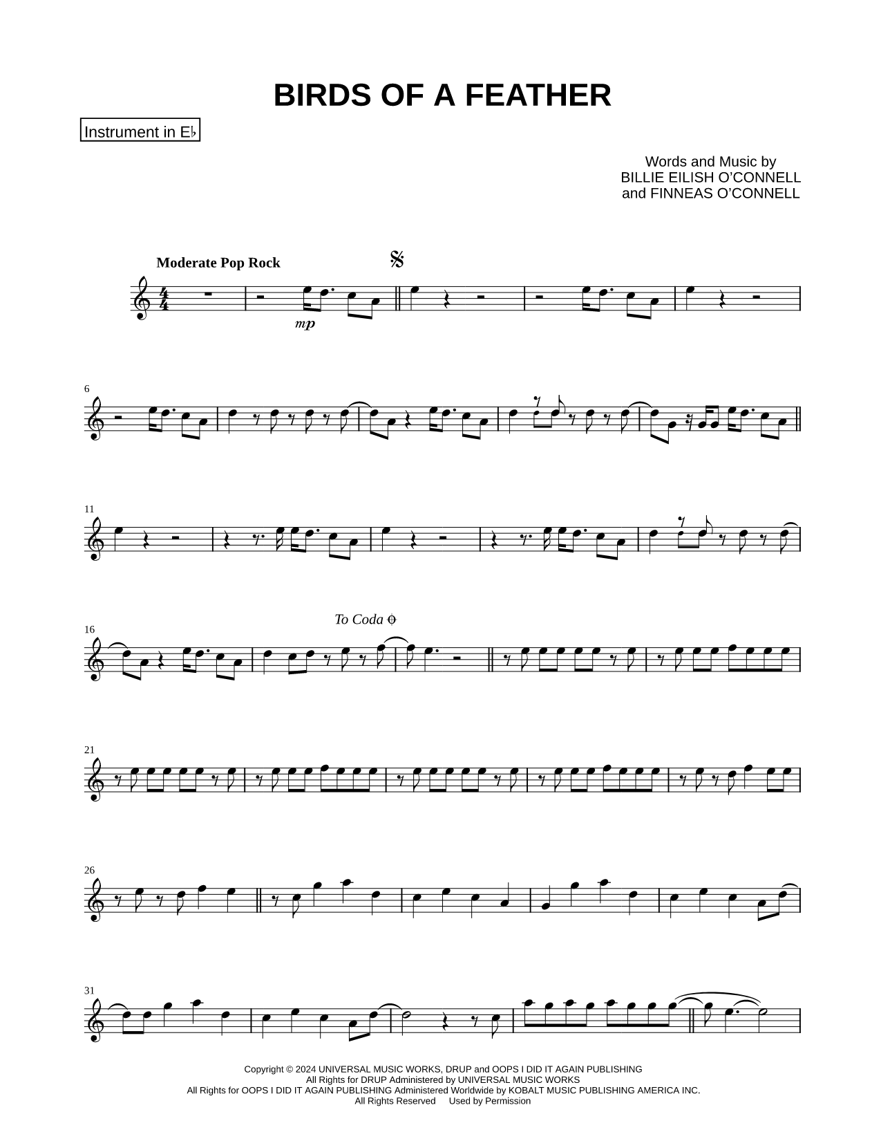 BIRDS OF A FEATHER - Eb Instrument