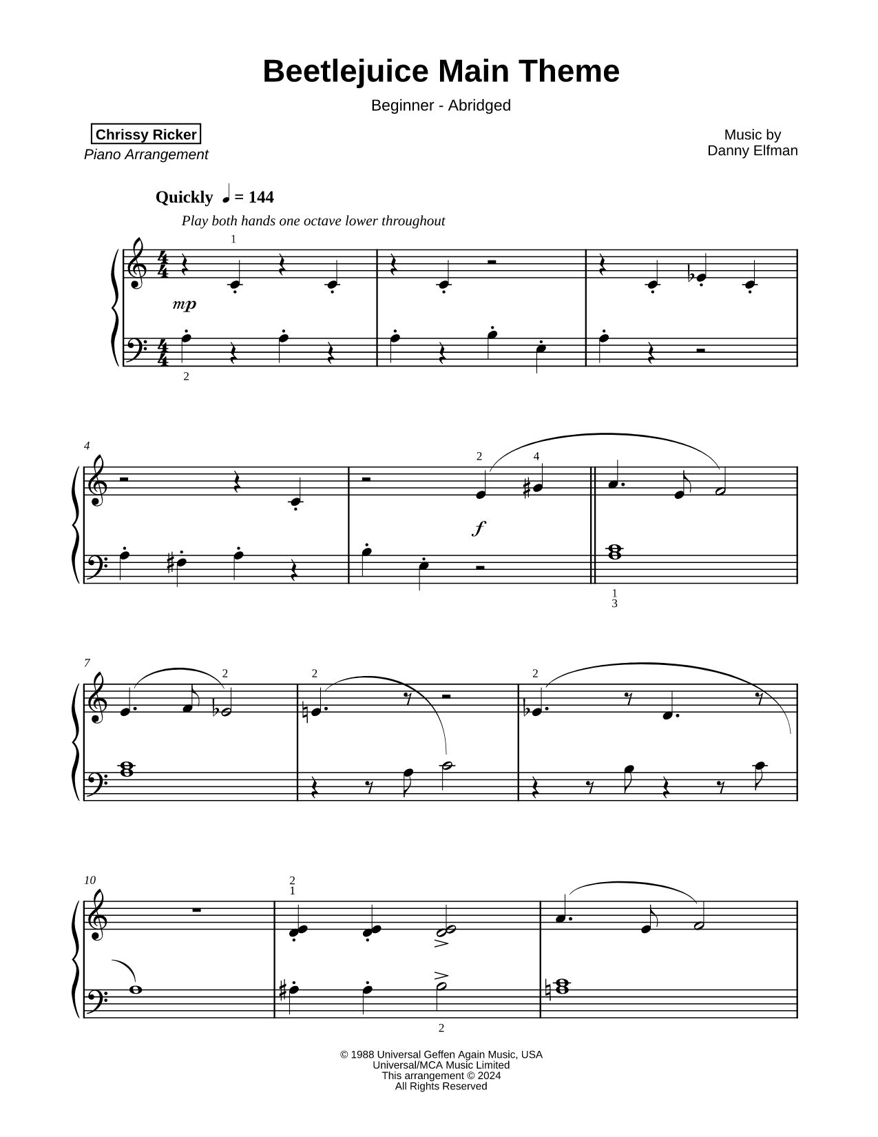 Beetlejuice Main Theme [beginner - abridged]