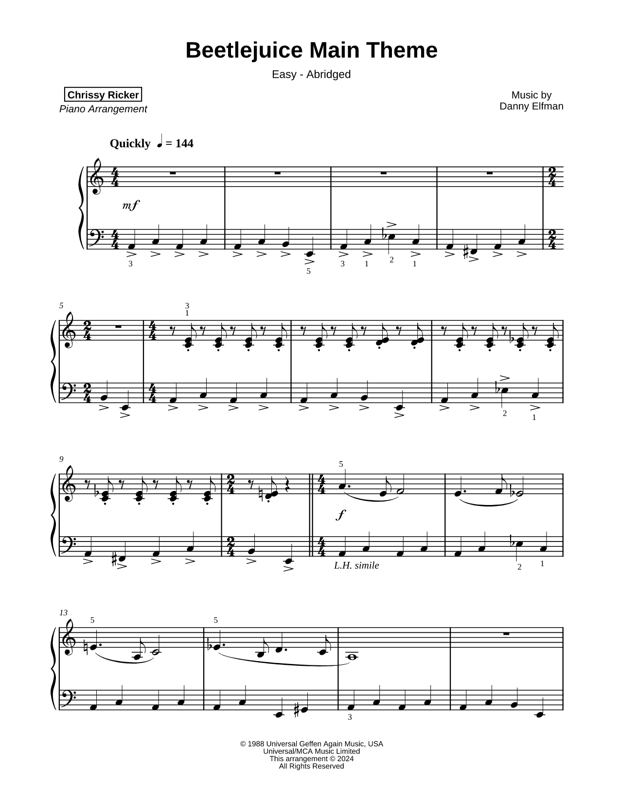 Beetlejuice Main Theme [easy - abridged]