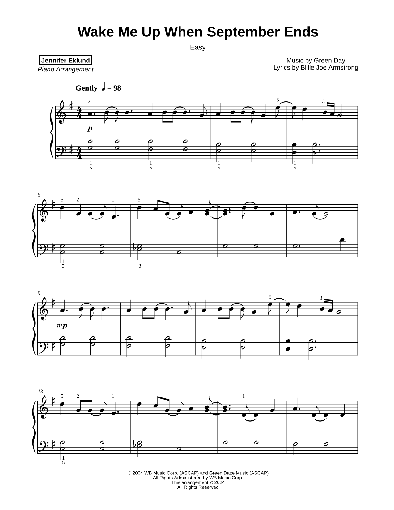 Wake Me Up When September Ends [easy]