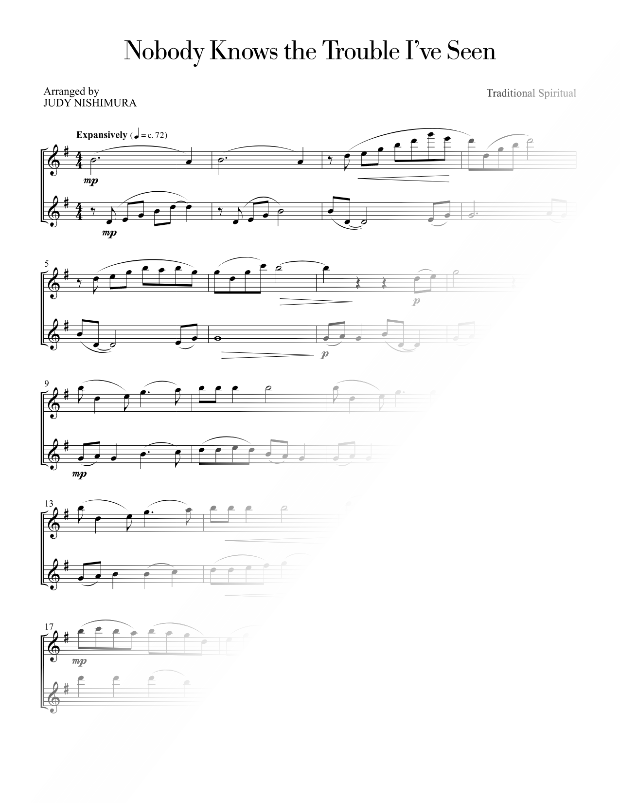Nobody Knows the Trouble I've Seen - Flute Duet