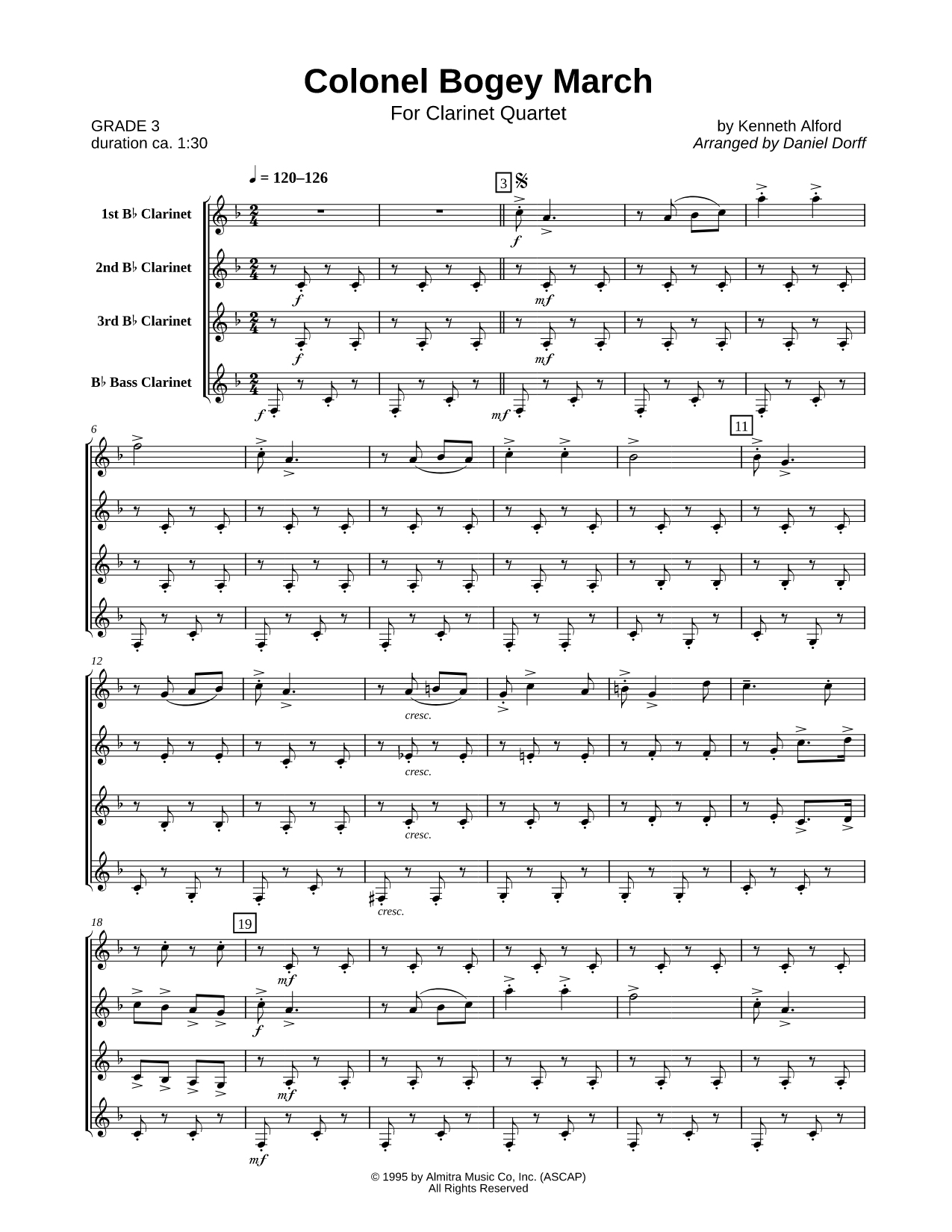 Colonel Bogey March - Clarinet Quartet