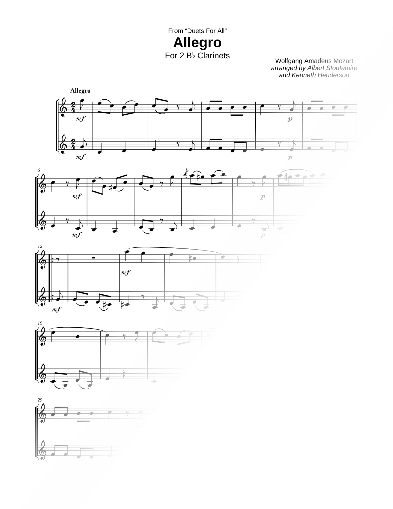 Allegro - Clarinet Duet