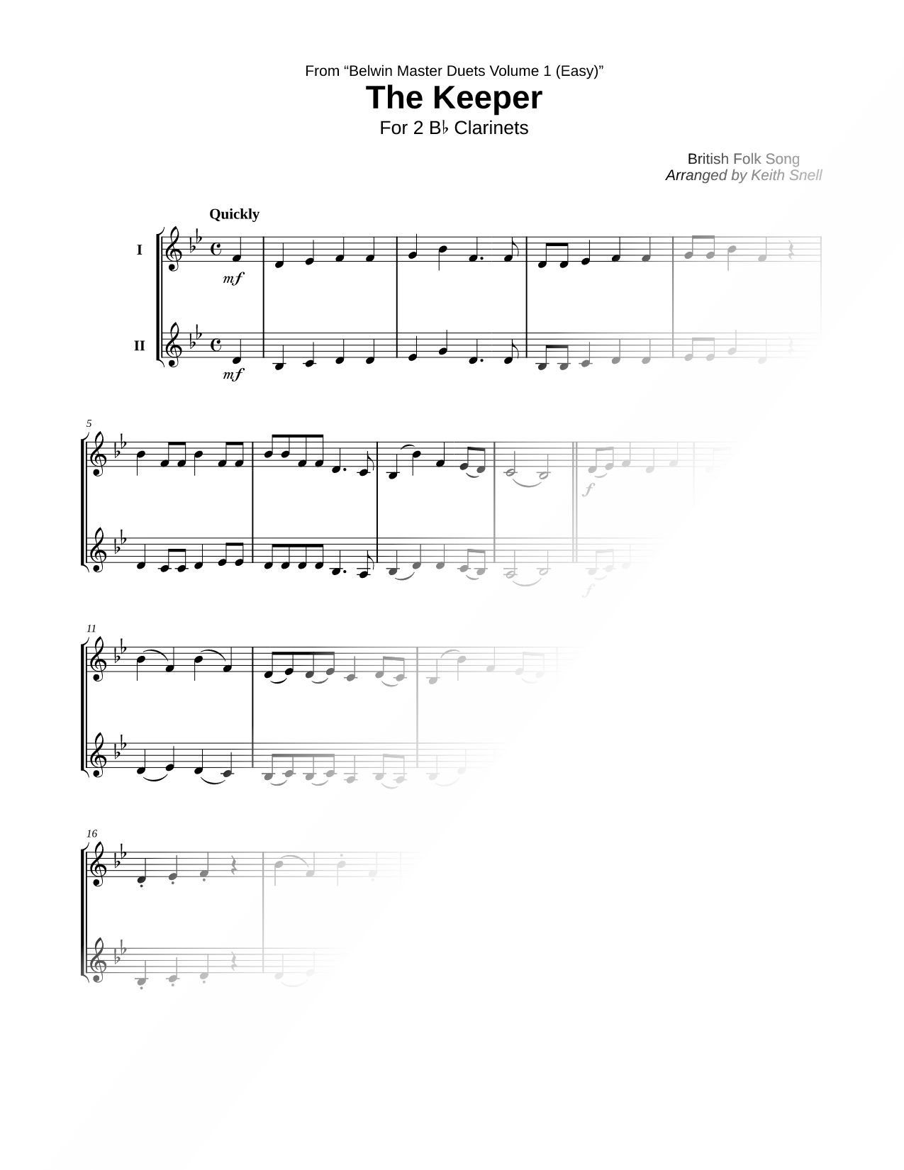 The Keeper - Clarinet Duet