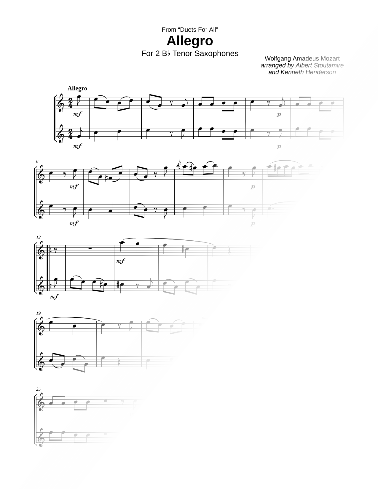 Allegro - Tenor Saxophone Duet