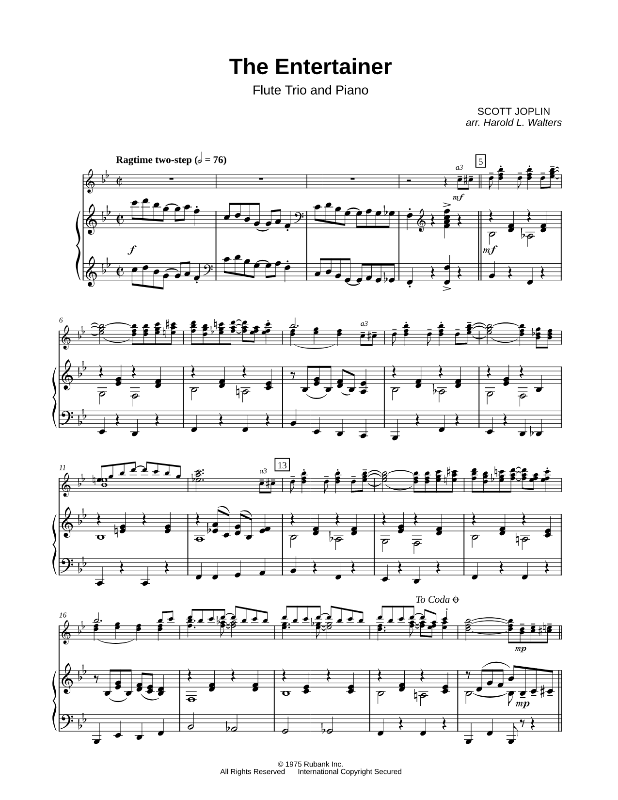 The Entertainer - Flute Trio