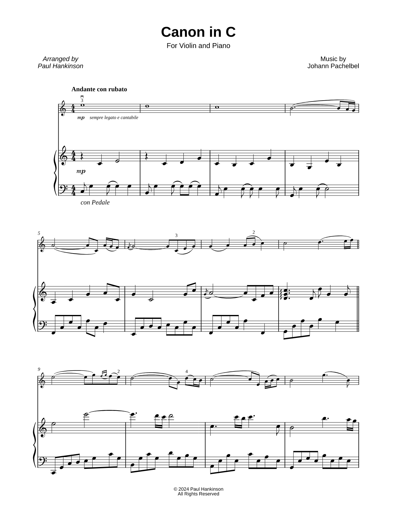 Canon in C - Violin & Piano