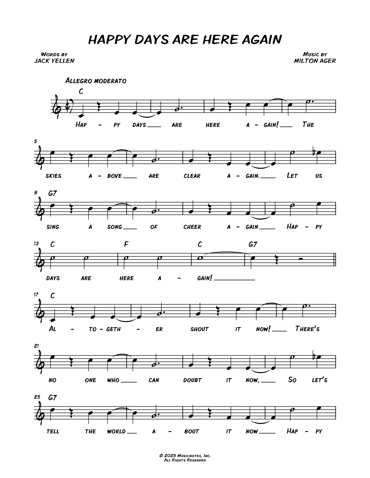 Happy Days Are Here Again [chorus only]