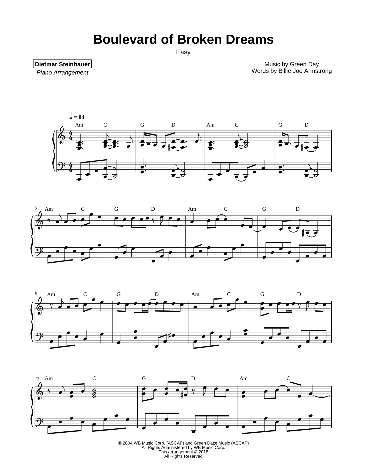 Boulevard of Broken Dreams [easy]