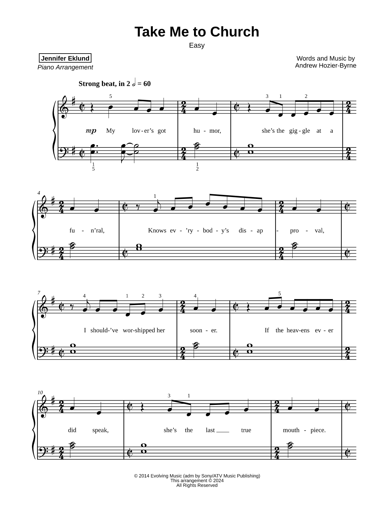 Take Me to Church [easy]