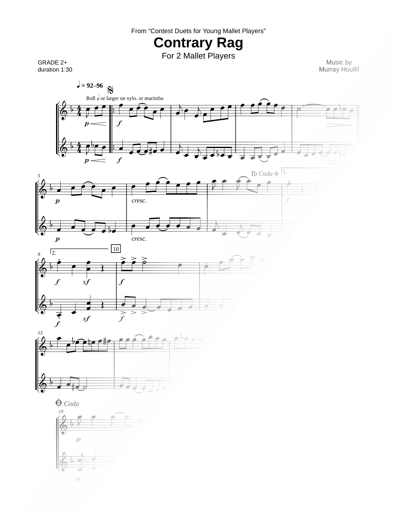 Contrary Rag - Mallet Percussion Duet