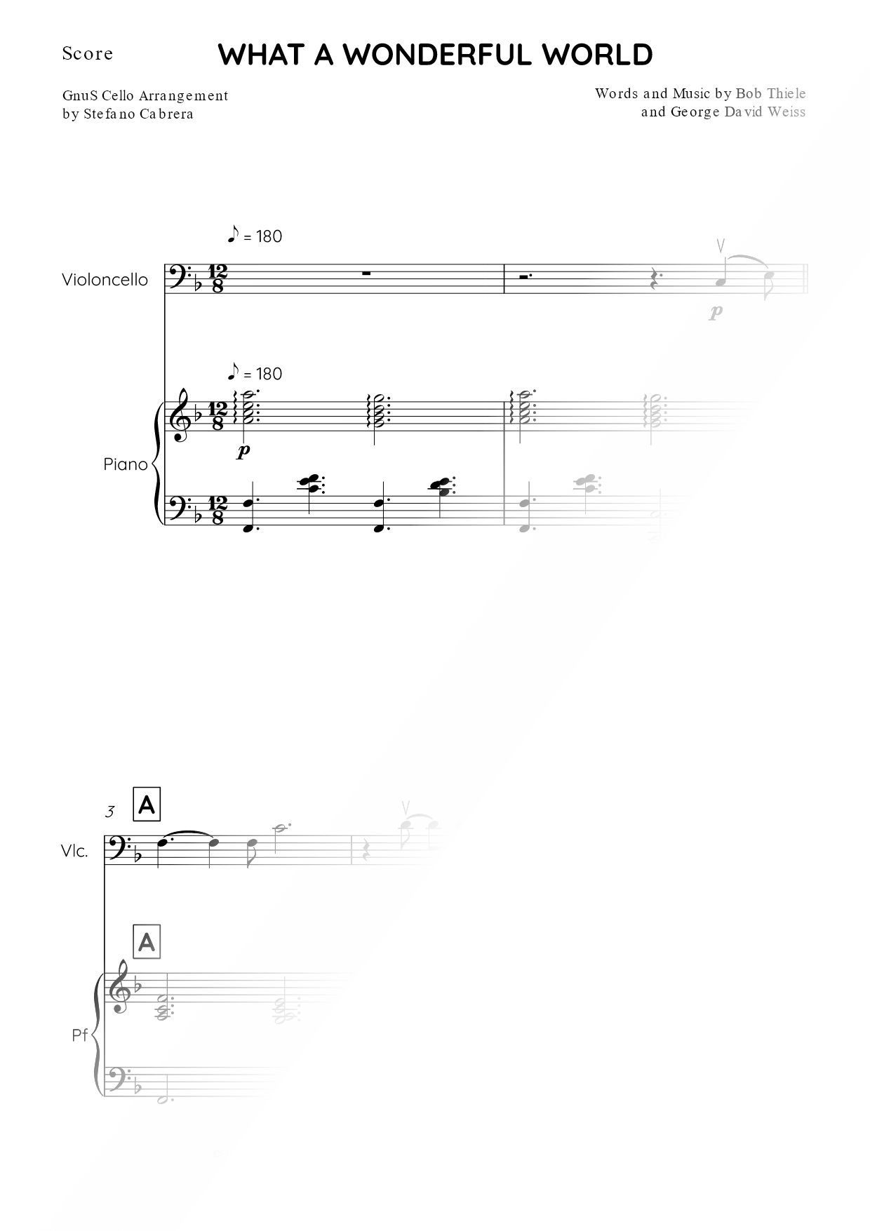 What a Wonderful World - Cello & Piano