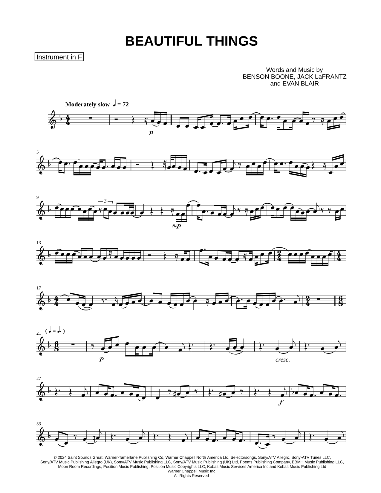 Beautiful Things - F Instrument
